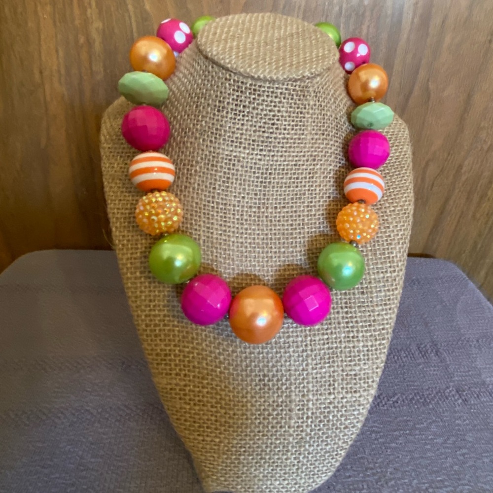 Pink, green, and orange Bubblegum necklace